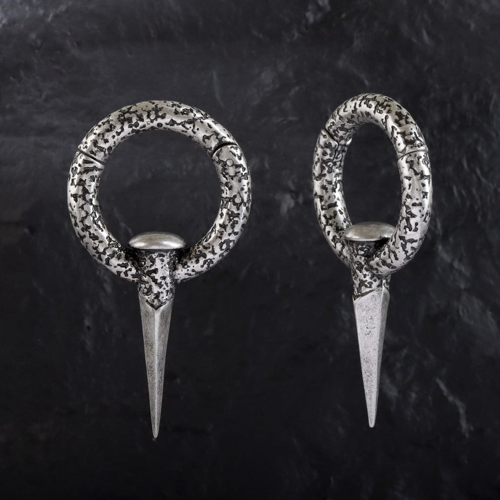 316L Nail Ear Weights / High Quality Steel Ear Hanger/ 6 Gauge Ear Weight Silvery/ Ear Stretched Jewelry/ Weighted Hoops Silvery 4mm