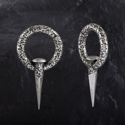 316L Nail Ear Weights / High Quality Steel Ear Hanger/ 6 Gauge Ear Weight Silvery/ Ear Stretched Jewelry/ Weighted Hoops Silvery 4mm