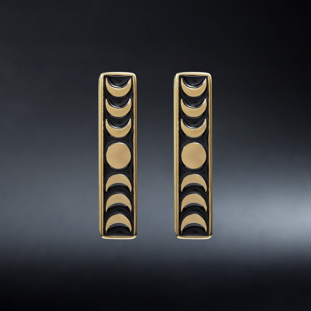 Steel Moon Phase Ear Weights / High-Quality Ear Hanger/ 0 Gauge Ear Weight Golden/ Ear Stretched Jewelry/ Weighted Dangle 7mm/ Lobe Weights