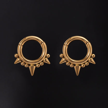 Golden Spikes Ear Weights Hanger with Magnetic Clasp/2G Heavy Ear Stretchered Hoop/ 6mm Ear Gauges/ Stretched Earrings/ Steel Ear Hanger
