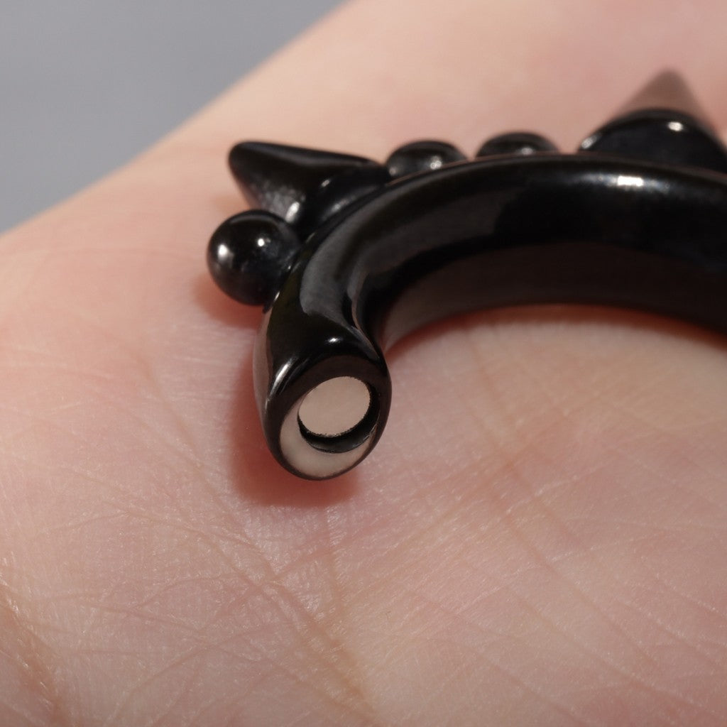 Black Spiked Ear Weights/ 2 Gauges Jewelry/ Stretched Ears Steel/ Ear Plugs/ Hinged Ear Weights Hoop/ Ear Tunnels