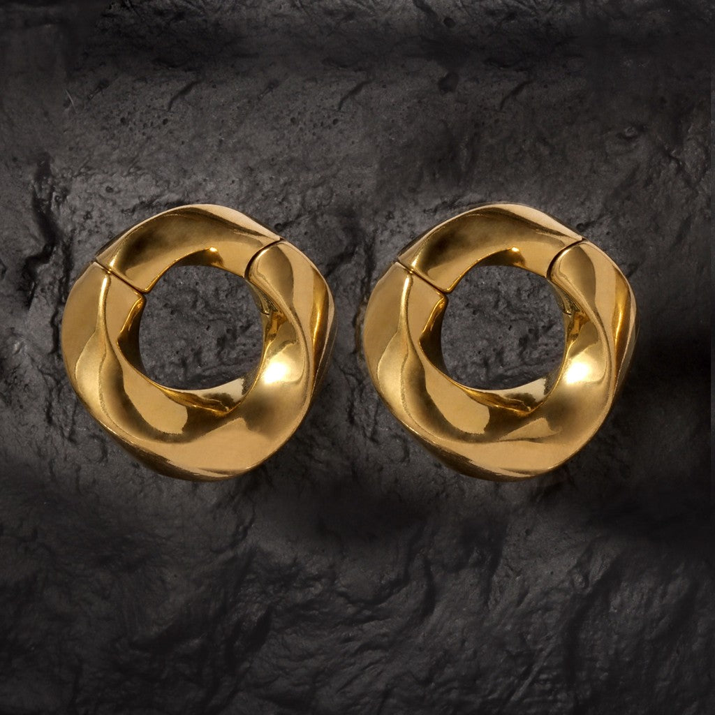 Golden Mobius Ear Weights/ 6mm Gauge for Stretched Ear/ 2G Ear Plug/ Heavy Gauge Ring/ Ear Weights Hoop/ Ear Lobe Hanger