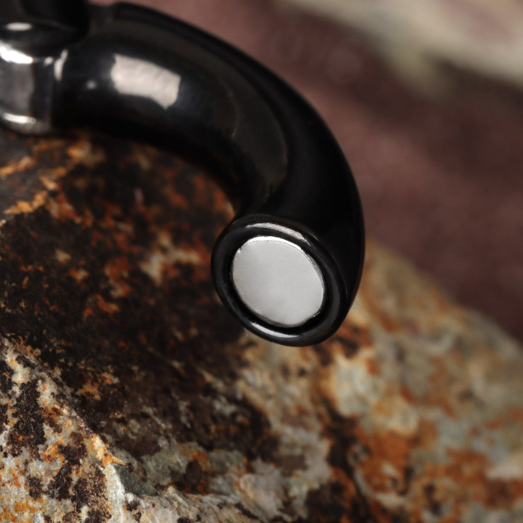 Black Ear Weights Hangers with Easy Clasp/ Ear Hangers for 2 Gauges Stretched Ear/ 6mm Ear Gauge Earrings/ Heavy Gauge Hanger Circle