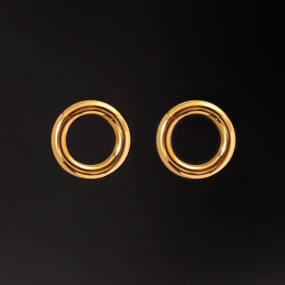 Golden Ear Weights Hangers with Easy Clasp/ Heavy Earrings for 2G 6mm Stretchered Earlobe/ Steel Plug Earrings/ Ear Gauge Weights Circle