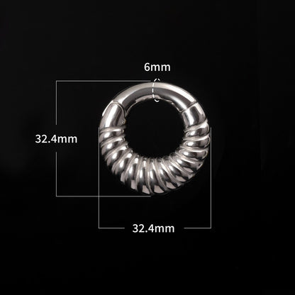 Silvery Ear Weights Hangers with Easy Clasp/ Heavy Earrings for 2G 6mm Stretchered Earlobe/ Steel Plug Earrings/ Ear Gauge Weights Circle