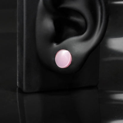 Pink Cat's Eye Stone Ear Plug Earrings/ Ear Gauges 6~14mm/ Stone Ear Stretchers