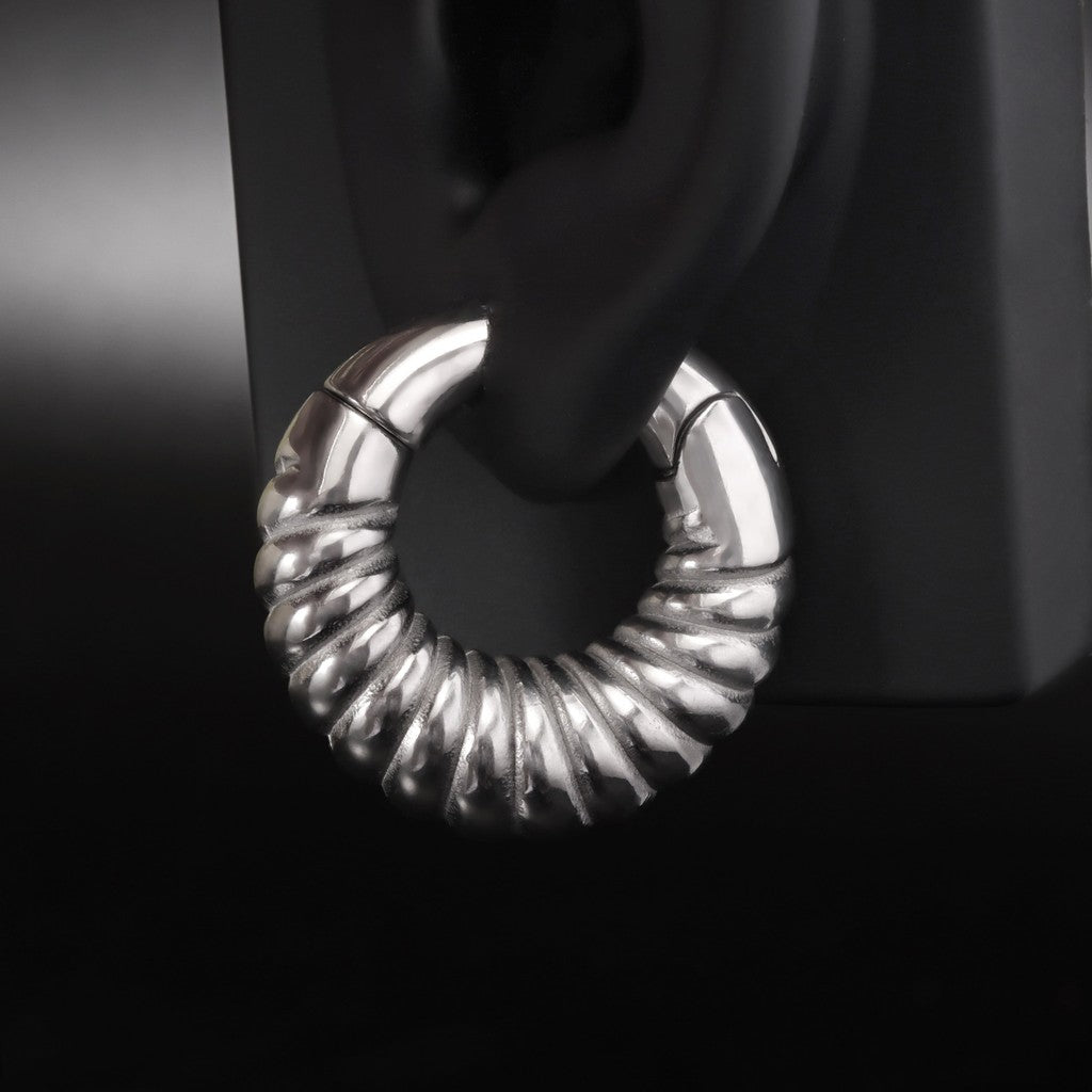 Silvery Ear Weights Hangers with Easy Clasp/ Heavy Earrings for 2G 6mm Stretchered Earlobe/ Steel Plug Earrings/ Ear Gauge Weights Circle