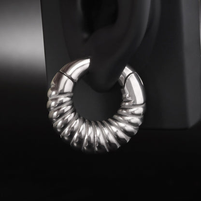 Silvery Ear Weights Hangers with Easy Clasp/ Heavy Earrings for 2G 6mm Stretchered Earlobe/ Steel Plug Earrings/ Ear Gauge Weights Circle