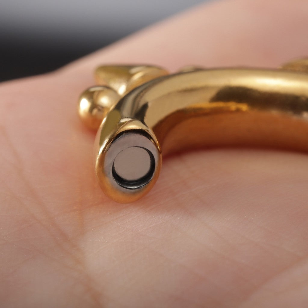 Golden Spikes Ear Weights Hanger with Magnetic Clasp/2G Heavy Ear Stretchered Hoop/ 6mm Ear Gauges/ Stretched Earrings/ Steel Ear Hanger