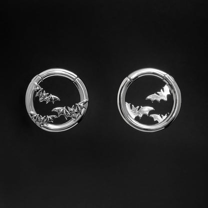 Silvery Bat Ear Weights Hanger with Easy Clasp/ Heavy Earrings for Stretchered Ear/ Steel Ear Gauges/ Silvery Ear Plugs/ 6G Weight Hangers