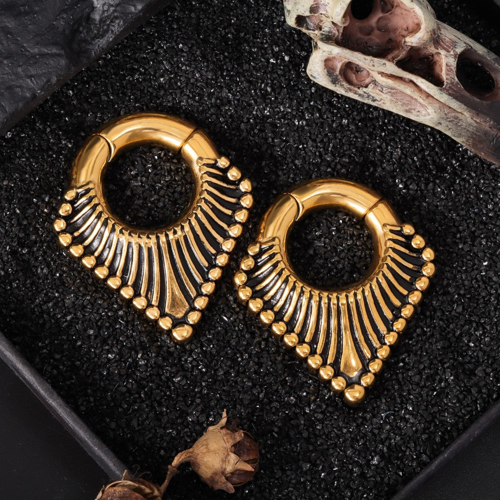 Ear Weights V-shape Hanger with Easy Clasp/ Ear Stretcher Weights/ Earlobe Weights Heavy/ Golden Ear Plug/ 2 Gauges Earring/ Ear Gauges 6mm