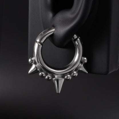 Silvery Spikes Ear Weights Hanger with Magnetic Clasp/2G Heavy Ear Stretchered Hoop/ 6mm Ear Gauges/ Stretched Earrings/ Steel Ear Hanger