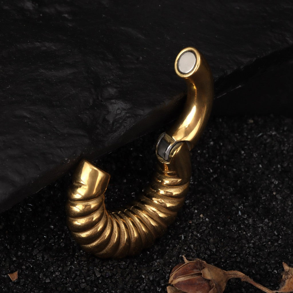 Golden Ear Weights Hangers with Easy Clasp/ Heavy Earrings for 2G 6mm Stretchered Earlobe/ Steel Plug Earrings/ Ear Gauge Weights Circle