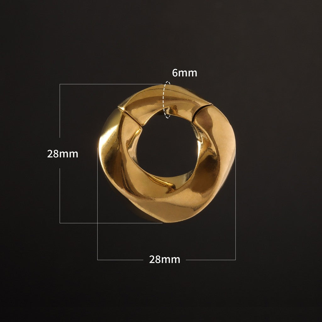Golden Mobius Ear Weights/ 6mm Gauge for Stretched Ear/ 2G Ear Plug/ Heavy Gauge Ring/ Ear Weights Hoop/ Ear Lobe Hanger
