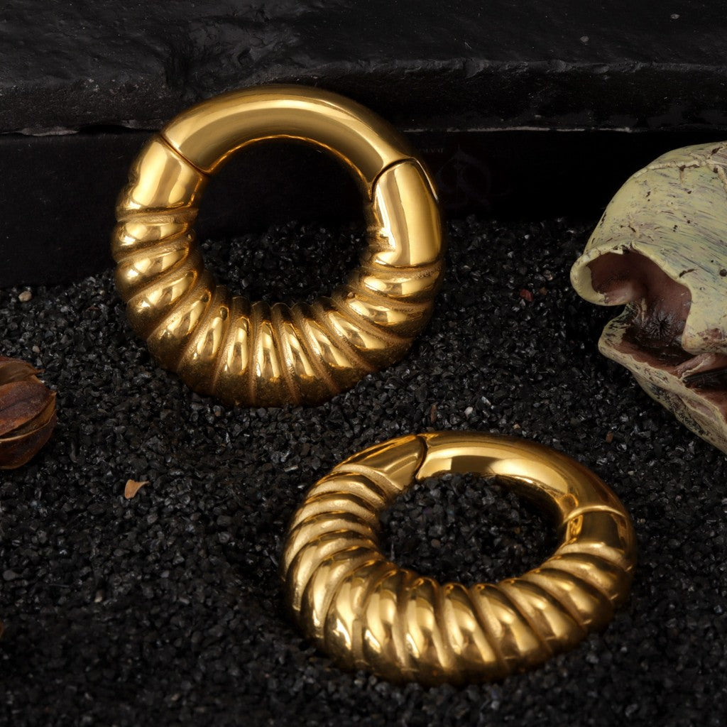 Black Ear Weights Hangers with Easy Clasp/ Ear Hangers for 2 Gauges Stretched Ear/ 6mm Ear Gauge Earrings/ Heavy Gauge Hanger Circle