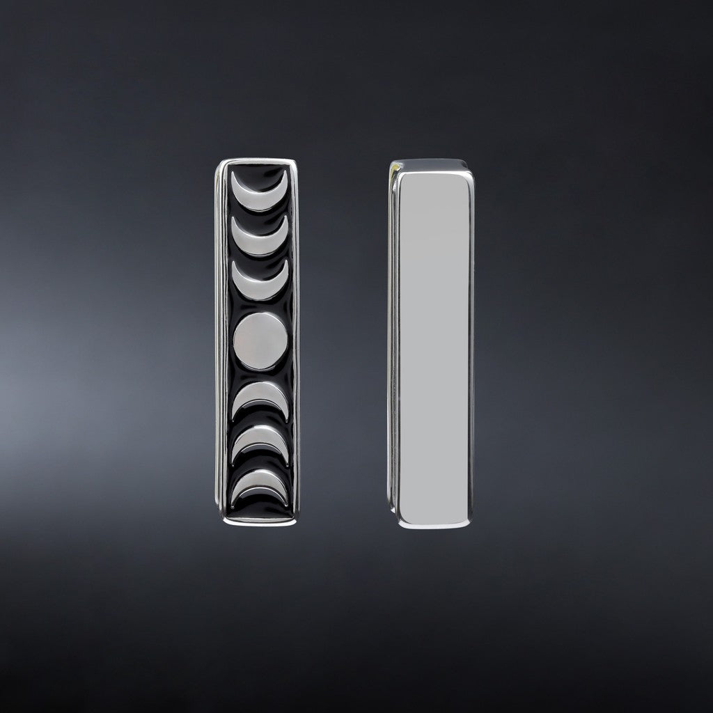 Moon Phase Ear Weights / High-Quality Ear Hanger/ 0 Gauge Ear Weight Silvery/ Ear Stretched Jewelry/ Weighted Dangle 7mm/ Lobe Weights Steel