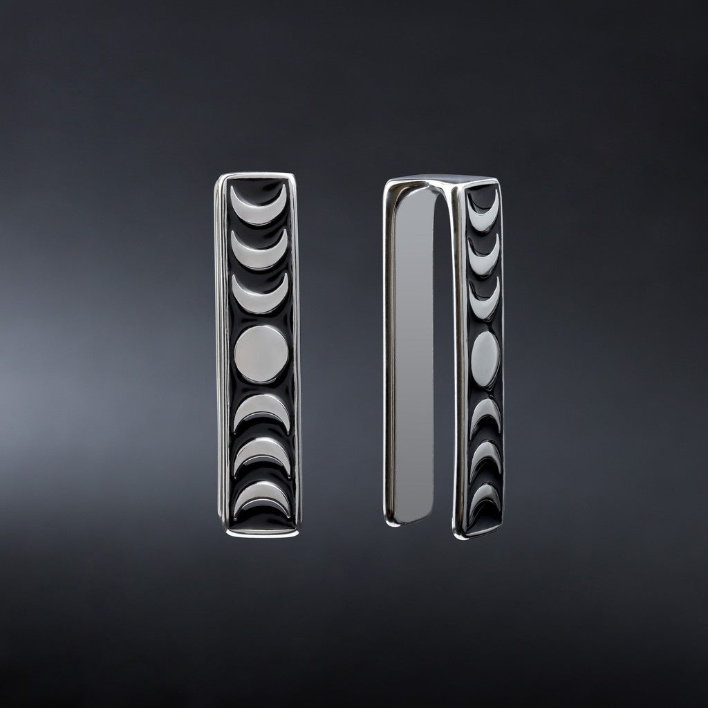 Moon Phase Ear Weights / High-Quality Ear Hanger/ 0 Gauge Ear Weight Silvery/ Ear Stretched Jewelry/ Weighted Dangle 7mm/ Lobe Weights Steel