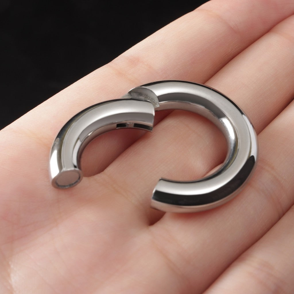 Silvery Ear Weights Hangers with Easy Clasp/ Heavy Earrings for 2G 6mm Stretchered Earlobe/ Steel Plug Earrings/ Ear Gauge Weights Circle