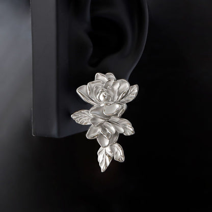Silvery Rose Ear Weights / High-Quality Ear Hanger/ 00 Gauge Ear Weight Silvery/ Ear Stretched Jewelry/Weighted Dangle 10mm/Lobe Weights Steel
