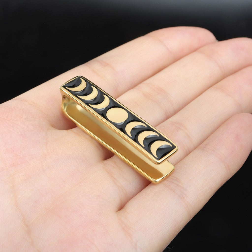 Steel Moon Phase Ear Weights / High-Quality Ear Hanger/ 0 Gauge Ear Weight Golden/ Ear Stretched Jewelry/ Weighted Dangle 7mm/ Lobe Weights