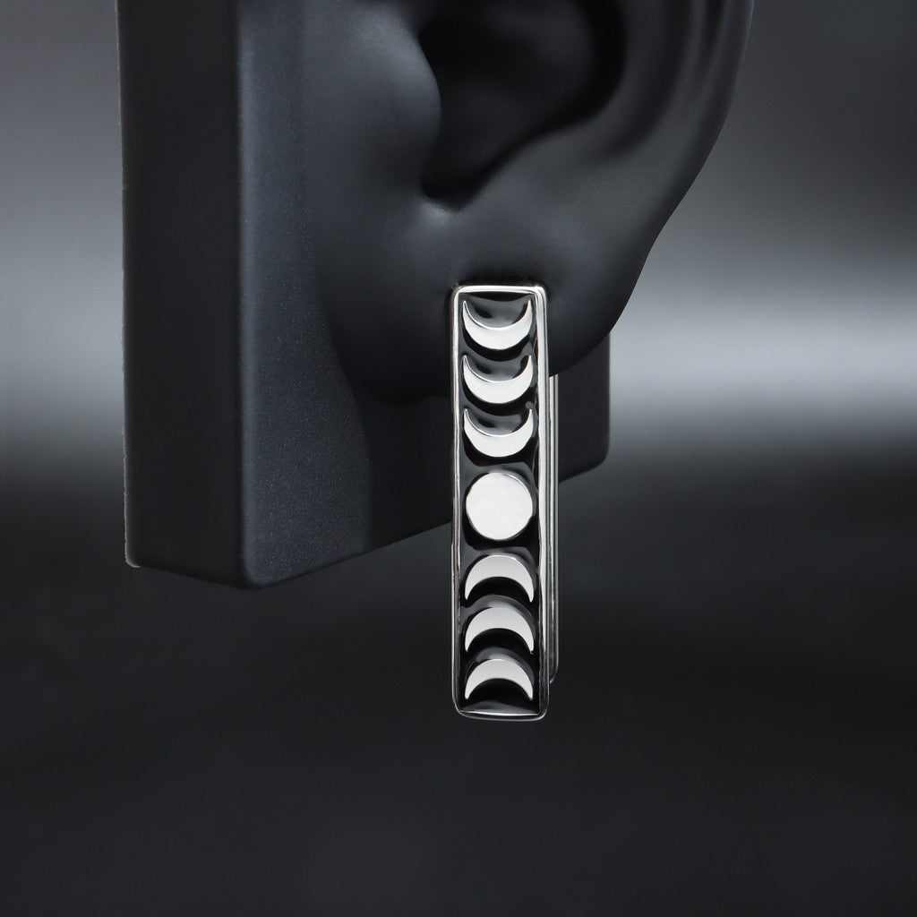 Moon Phase Ear Weights / High-Quality Ear Hanger/ 0 Gauge Ear Weight Silvery/ Ear Stretched Jewelry/ Weighted Dangle 7mm/ Lobe Weights Steel