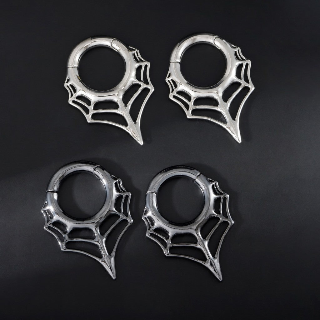 Spiderweb Ear Weights Hoop for 5mm Stretched Ear/ 4 Gauges Earring Plugs/ Gauge Weights/ Weights Hanger Heavy with Easy Clasp/ Ear Tunnels