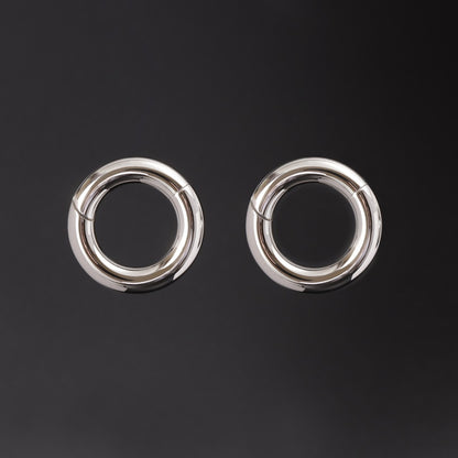 Silvery Ear Weights Hangers with Easy Clasp/ Heavy Earrings for 2G 6mm Stretchered Earlobe/ Steel Plug Earrings/ Ear Gauge Weights Circle