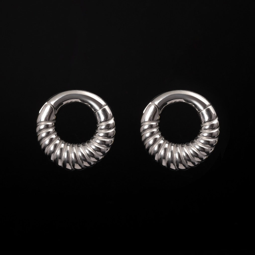 Silvery Ear Weights Hangers with Easy Clasp/ Heavy Earrings for 2G 6mm Stretchered Earlobe/ Steel Plug Earrings/ Ear Gauge Weights Circle