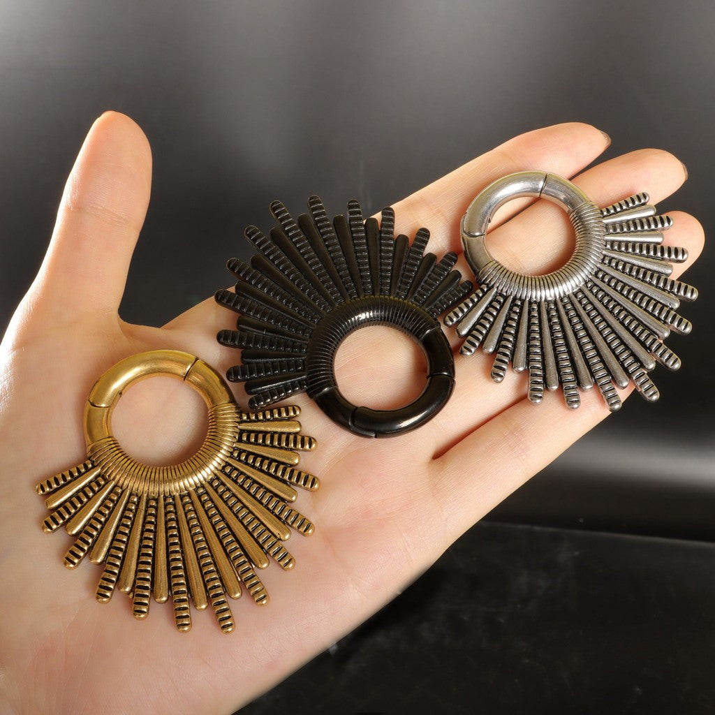 Golden Sunshine Ear Weights/ High Quality Ear Hangers/ 2 Gauge Ear Weight Hoop/ Ear Stretched Jewelry/ 6mm  2Gauge Weights