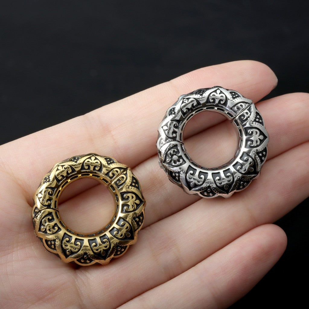 Filigree Pattern Ear Weights Golden/ 6mm Ear Lobe Hanger/ 2G Ear Weight Gauges For Stretched Ears/ Vintage Plug Earring/ Heavy Gauges jewelry