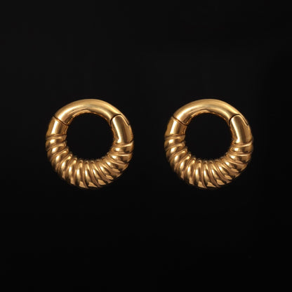 Golden Ear Weights Hangers with Easy Clasp/ Heavy Earrings for 2G 6mm Stretchered Earlobe/ Steel Plug Earrings/ Ear Gauge Weights Circle