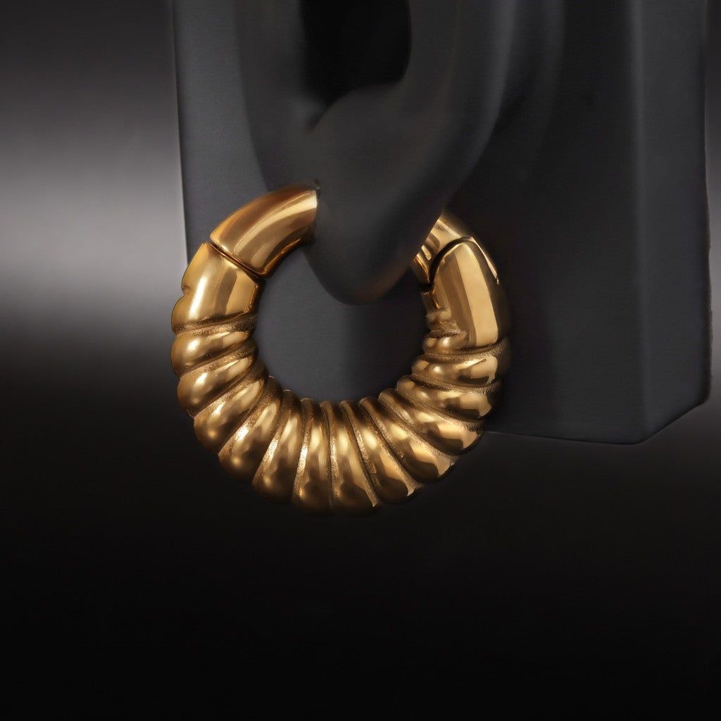 Golden Ear Weights Hangers with Easy Clasp/ Heavy Earrings for 2G 6mm Stretchered Earlobe/ Steel Plug Earrings/ Ear Gauge Weights Circle