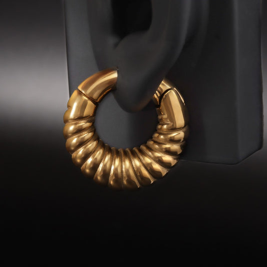 Golden Ear Weights Hangers with Easy Clasp/ Heavy Earrings for 2G 6mm Stretchered Earlobe/ Steel Plug Earrings/ Ear Gauge Weights Circle