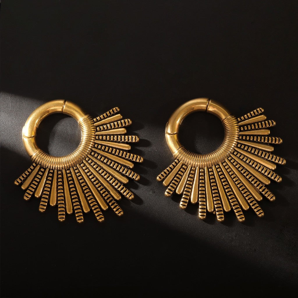 Golden Sunshine Ear Weights/ High Quality Ear Hangers/ 2 Gauge Ear Weight Hoop/ Ear Stretched Jewelry/ 6mm  2Gauge Weights