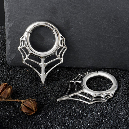 Spiderweb Ear Weights Hoop for 5mm Stretched Ear/ 4 Gauges Earring Plugs/ Gauge Weights/ Weights Hanger Heavy with Easy Clasp/ Ear Tunnels