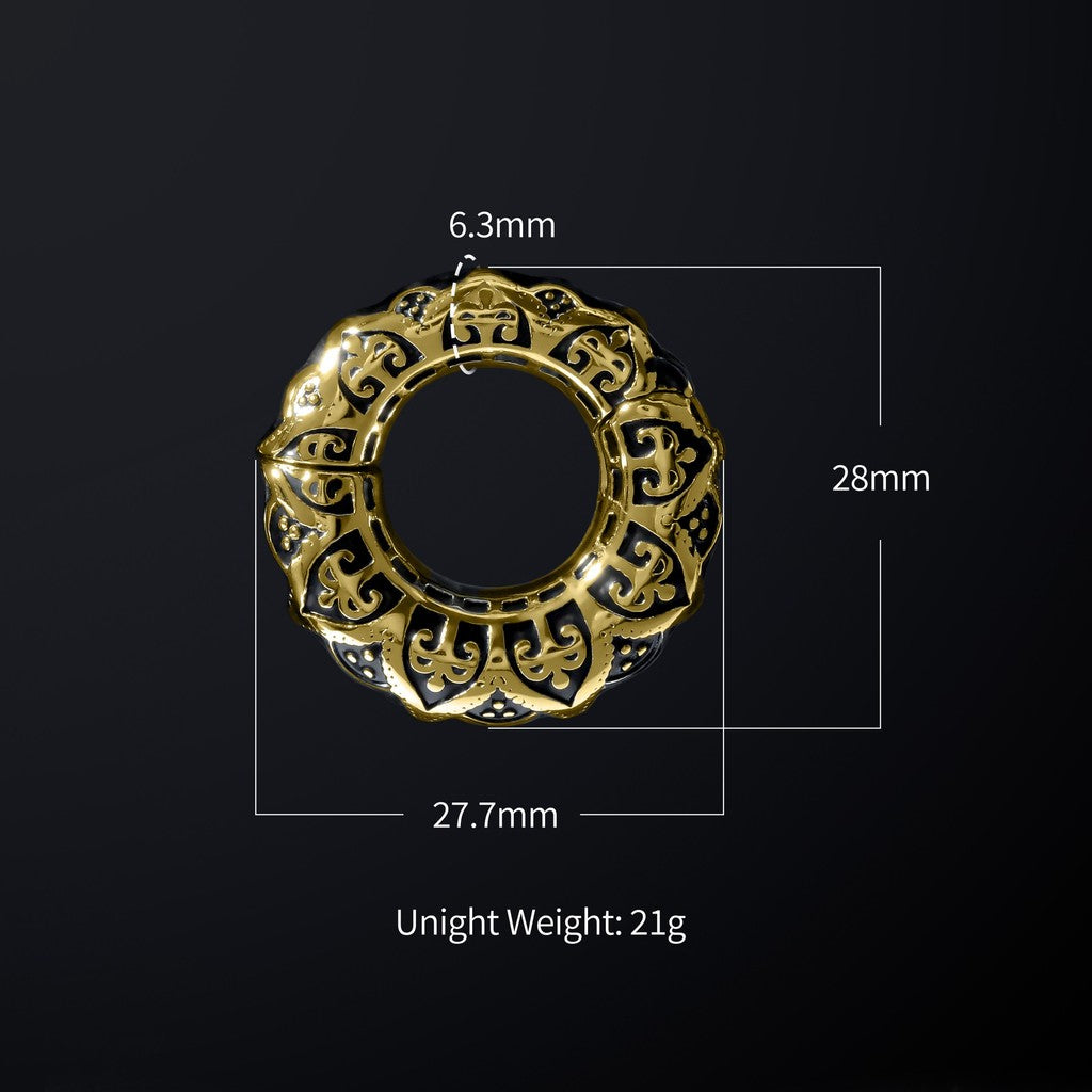 Filigree Pattern Ear Weights Golden/ 6mm Ear Lobe Hanger/ 2G Ear Weight Gauges For Stretched Ears/ Vintage Plug Earring/ Heavy Gauges jewelry