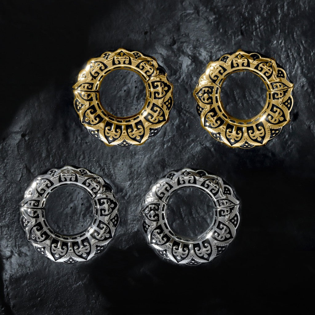 Filigree Pattern Ear Weights/ 6mm Ear Lobe Hanger/ 2G Ear Weight Gauges For Stretched Ears/ Vintage Plug Earring/ Heavy ear Gauges jewelry