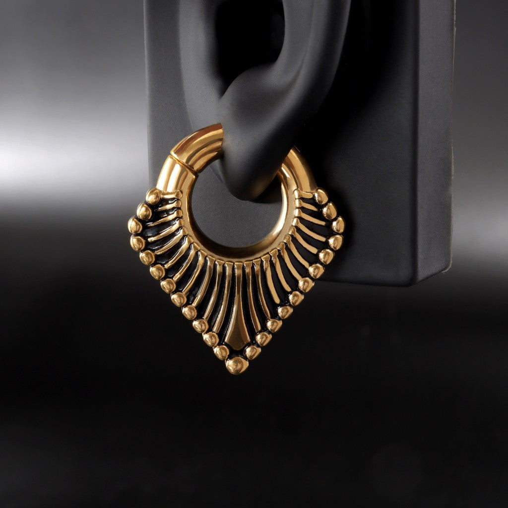 Ear Weights V-shape Hanger with Easy Clasp/ Ear Stretcher Weights/ Earlobe Weights Heavy/ Golden Ear Plug/ 2 Gauges Earring/ Ear Gauges 6mm