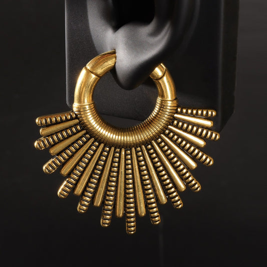 Golden Sunshine Ear Weights/ High Quality Ear Hangers/ 2 Gauge Ear Weight Hoop/ Ear Stretched Jewelry/ 6mm  2Gauge Weights