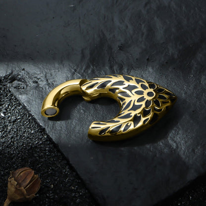 Tribal Pattern Ear Weights Hanger with Easy Closure/Golden Gauge Earrings/Hight Quality Steel Ear Stretched Jewelry/2G Teardrop Hanger Plug
