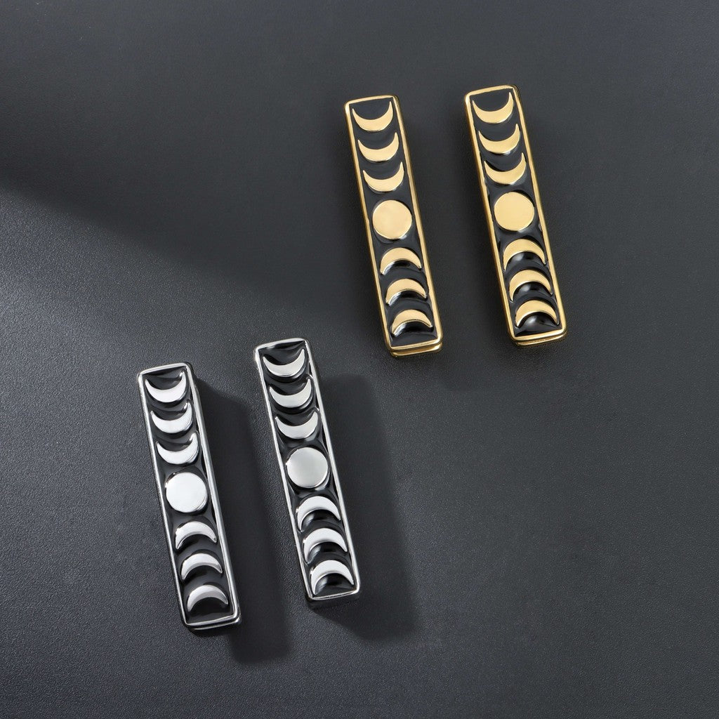 Moon Phase Ear Weights / High-Quality Ear Hanger/ 0 Gauge Ear Weight Silvery/ Ear Stretched Jewelry/ Weighted Dangle 7mm/ Lobe Weights Steel