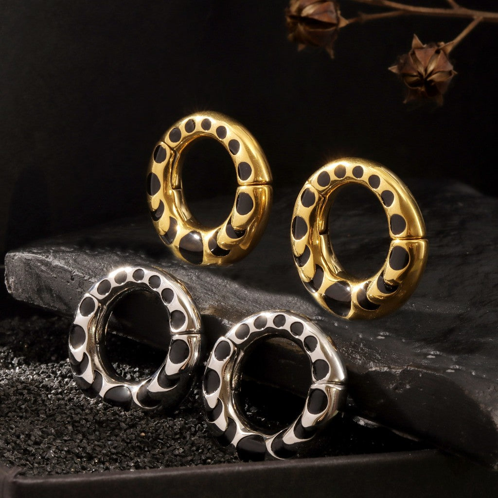 Ear Weight Hanger Moon Phases Stretched Ear/ High Quality 316L Steel Metal Gauges/ Clasp Ear Weight Easy to Use/ Ear Plugs