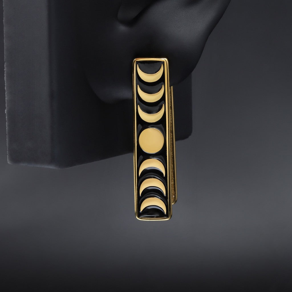 Steel Moon Phase Ear Weights / High-Quality Ear Hanger/ 0 Gauge Ear Weight Golden/ Ear Stretched Jewelry/ Weighted Dangle 7mm/ Lobe Weights