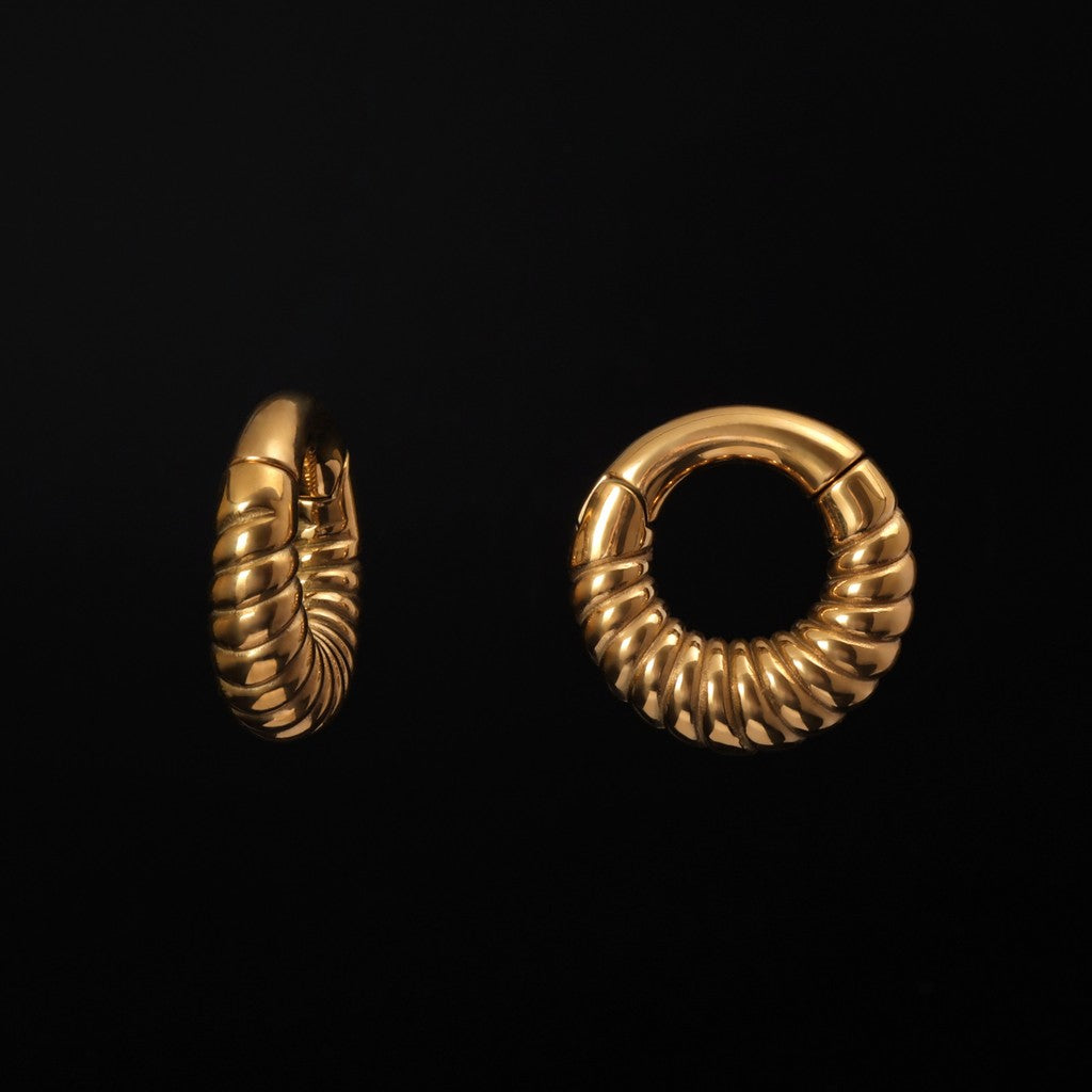 Golden Ear Weights Hangers with Easy Clasp/ Heavy Earrings for 2G 6mm Stretchered Earlobe/ Steel Plug Earrings/ Ear Gauge Weights Circle