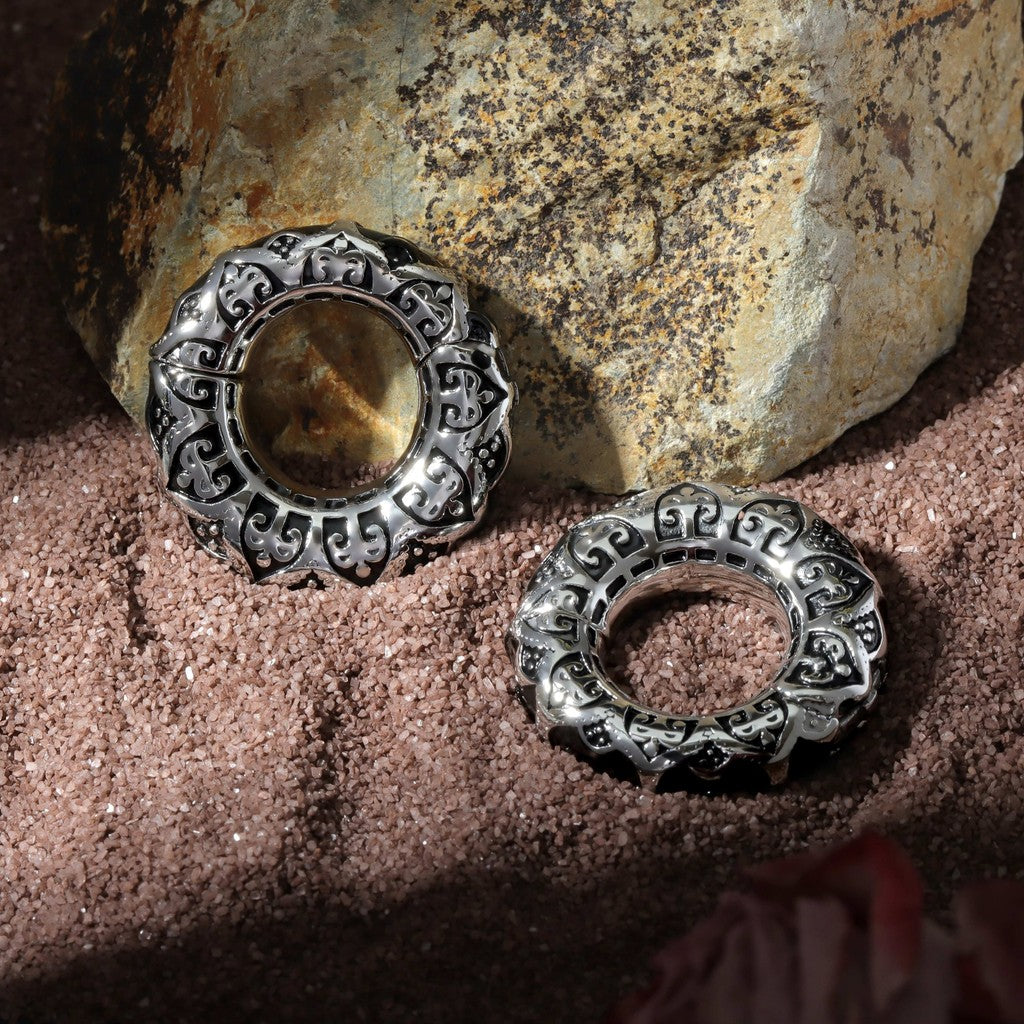 Filigree Pattern Ear Weights/ 6mm Ear Lobe Hanger/ 2G Ear Weight Gauges For Stretched Ears/ Vintage Plug Earring/ Heavy ear Gauges jewelry