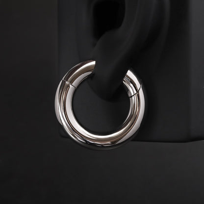 Silvery Ear Weights Hangers with Easy Clasp/ Heavy Earrings for 2G 6mm Stretchered Earlobe/ Steel Plug Earrings/ Ear Gauge Weights Circle