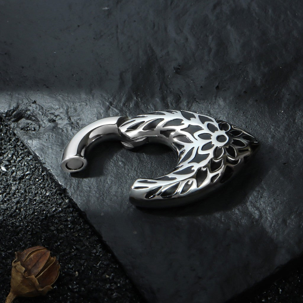 Pattern Tribal Ear Weights Hanger with Easy Closure/Teardrop Ear Gauge Earrings/Ear Stretched Jewelry/Weighted Hoops Silvery /Gauge Weight