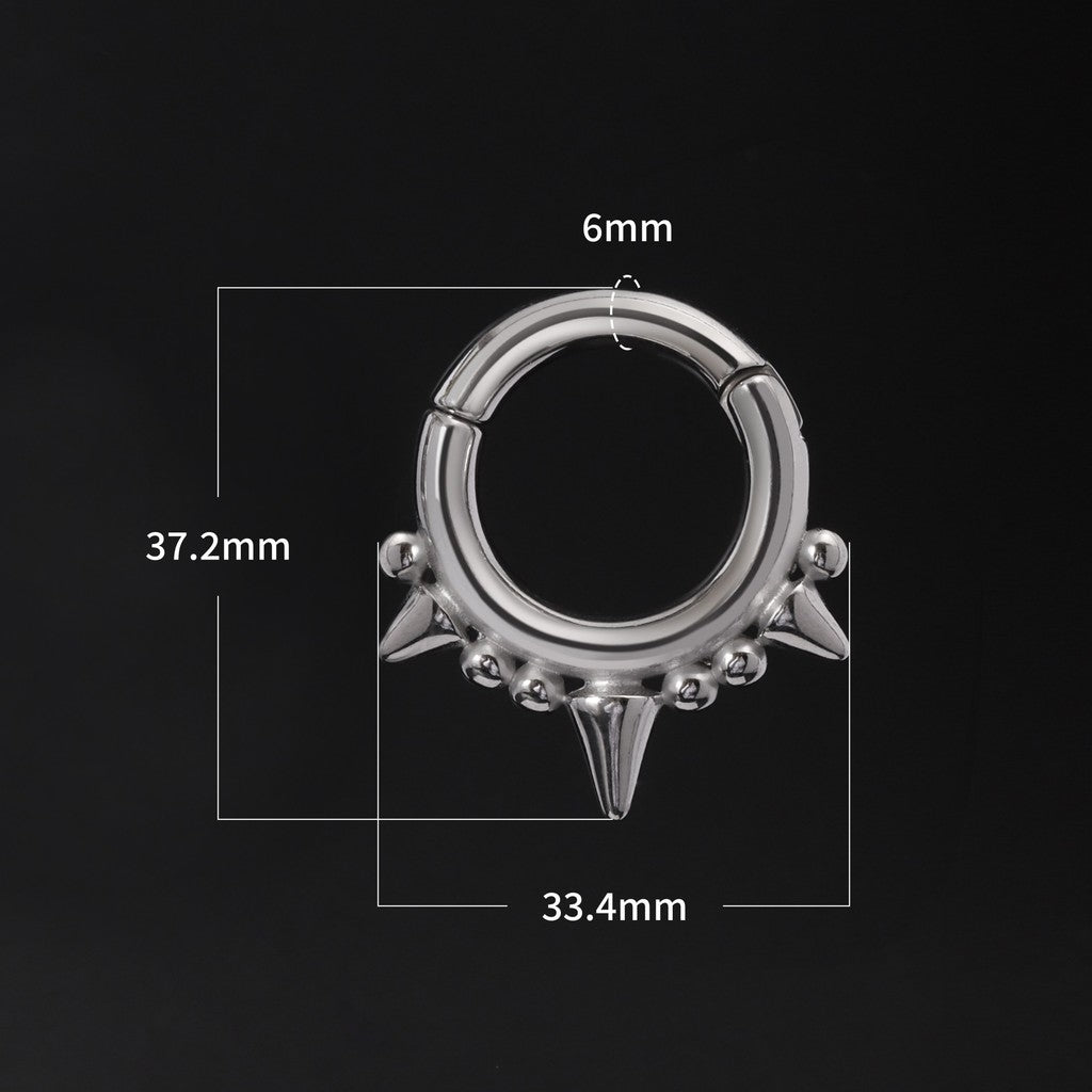 Silvery Spikes Ear Weights Hanger with Magnetic Clasp/2G Heavy Ear Stretchered Hoop/ 6mm Ear Gauges/ Stretched Earrings/ Steel Ear Hanger