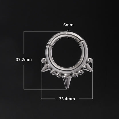 Silvery Spikes Ear Weights Hanger with Magnetic Clasp/2G Heavy Ear Stretchered Hoop/ 6mm Ear Gauges/ Stretched Earrings/ Steel Ear Hanger