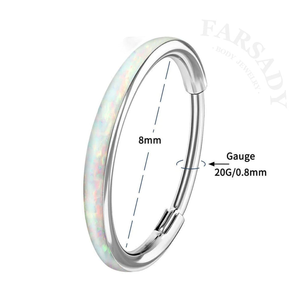 Opal Veil - Hinged Clicker Hoop / Fits 20G Nose Ring Helix Conch Cartilage Earring